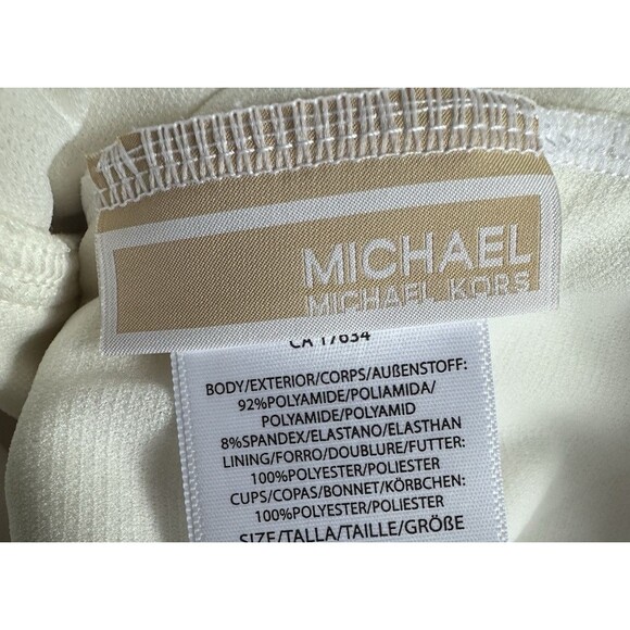 MICHAEL Michael Kors Women's Ribbed One-Shoulder Side-Cutout Swimsuit Ivory 14 - Picture 10 of 10